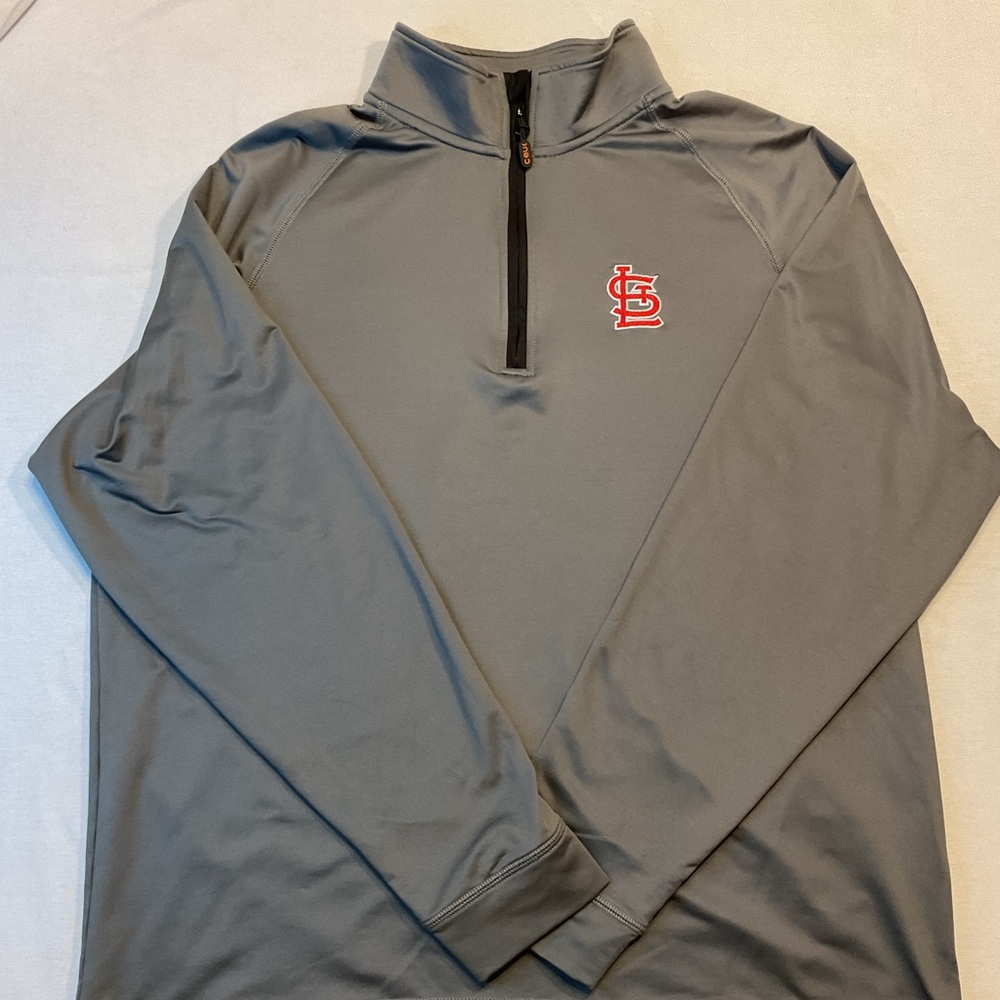 C-Buck by Cutter & Buck Men's Gray STL Cardinals Pullover, Size L Quarter Zip